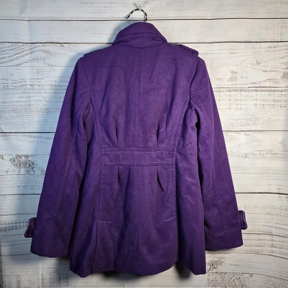 Delia’s Plum Wool-Blend Peacoat Medium Classic Winter Jacket Womens - Picture 2 of 7